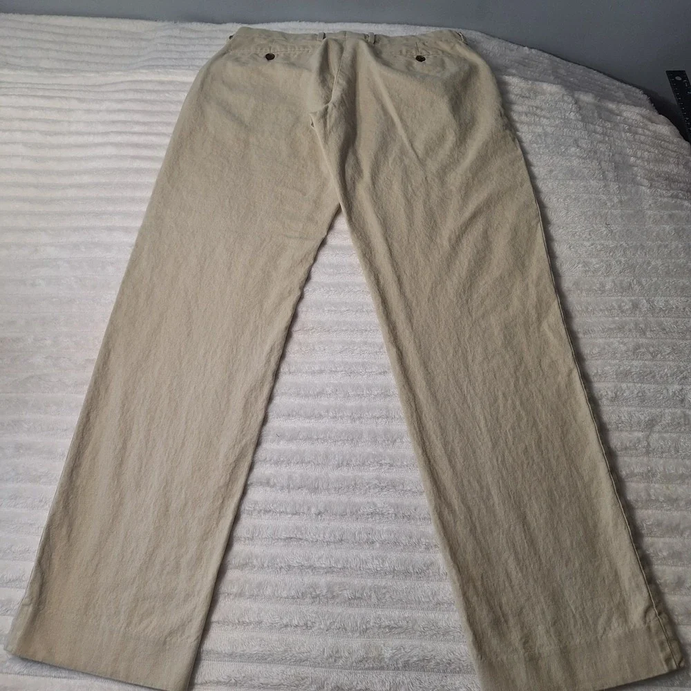 J. Crew Bedford Linen Cotton Pants Mens 32X32 Oatmeal Coastal Preppy Beachy